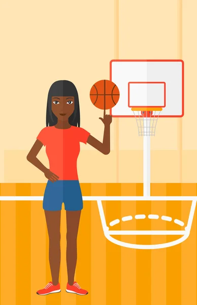 Baloncesto jugador de spinning ball . — Vector de stock