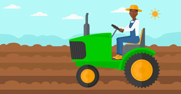 Farmer driving tractor. — Stock Vector