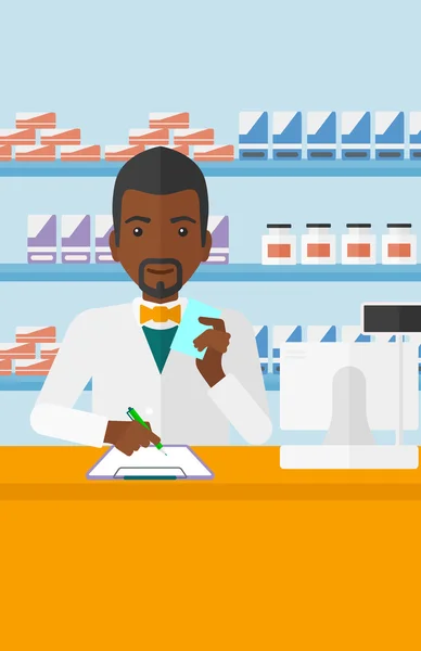 Farmacéutico tomando notas . — Vector de stock