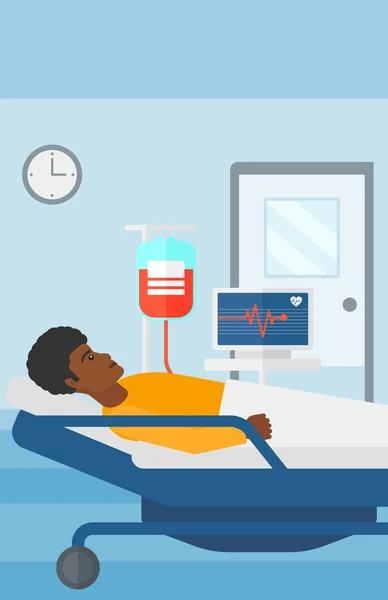 Patient lying in hospital bed. — Stock Vector