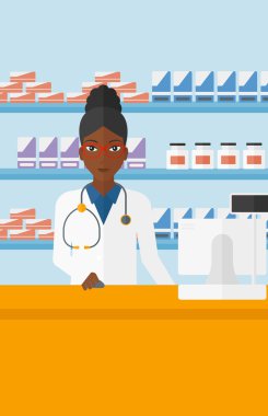 Eczacı kasaya para kutusu.