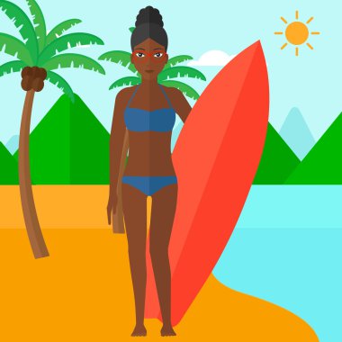 sörfçü surfboard holding.