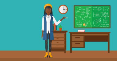 Elinde tebeşir kadınla.