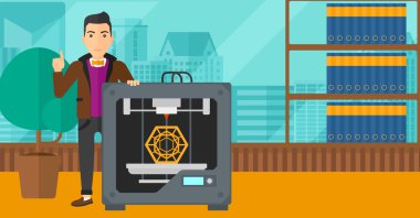 Adam üç D yazıcı ile.