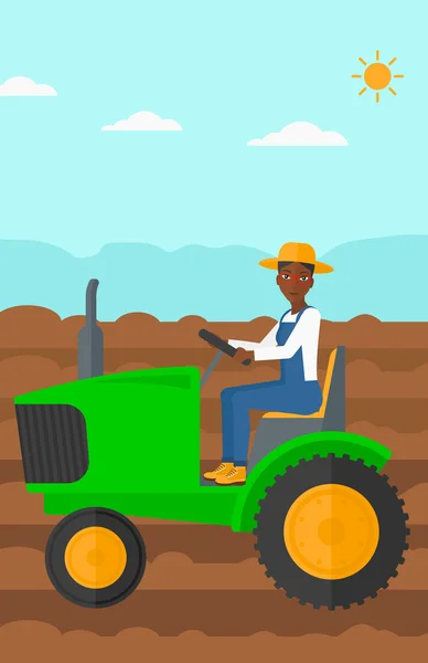 Farmer driving tractor. — Stock Vector