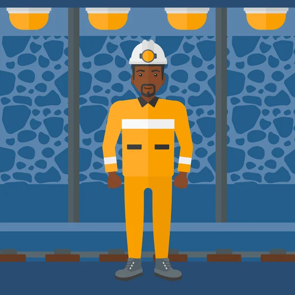 Säker gruvarbetare i hardhat. — Stock vektor