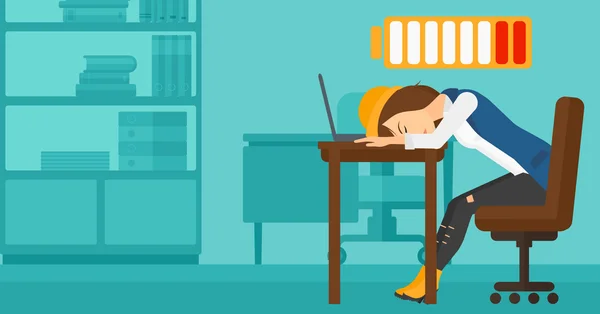 Employee sleeping at workplace. — Stock Vector