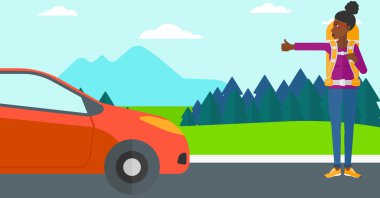 genç kadın otostop.