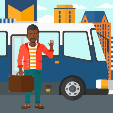 adam ayakta yakın otobüs.