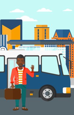 adam ayakta yakın otobüs.