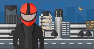 Motosiklet kask içinde adam.