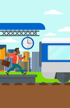 Platform boyunca koşan adam.