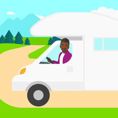 Adam motorlu ev sürüş.