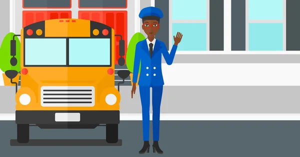 Motorista de ônibus escolar . — Vetor de Stock