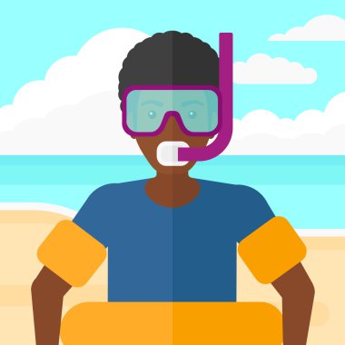 Ekipman yüzme ile adam.