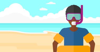 Ekipman yüzme ile adam.