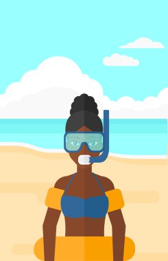 Woman with swimming equipment.