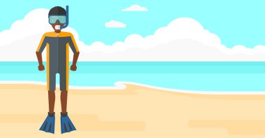 Ekipman yüzme ile adam.