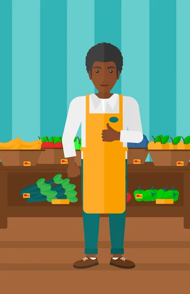 Amistoso trabajador de supermercado . — Vector de stock