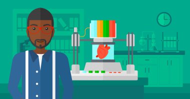 Adam üç D yazıcı ile.