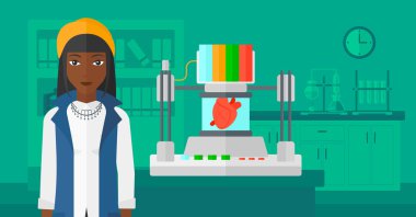 Kadın üç D yazıcı ile.