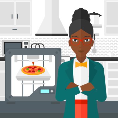 Kadın üç D yazıcı ile.