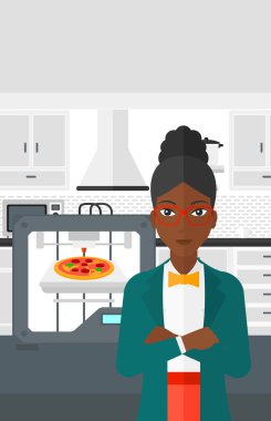 Kadın üç D yazıcı ile.