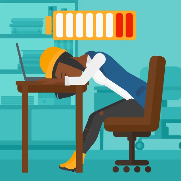 Employee sleeping at workplace. — Stock Vector