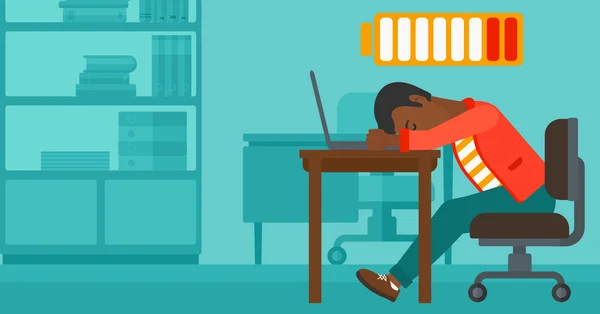 Dipendente che dorme sul posto di lavoro . — Vettoriale Stock