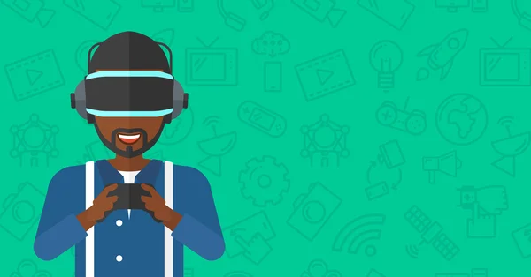 Man wearing virtual reality headset. — Stock Vector
