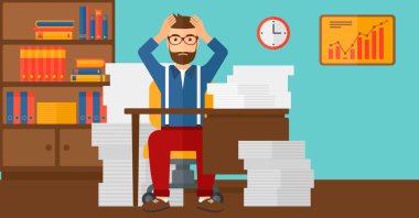 Umutsuzluk adam ofiste oturan.