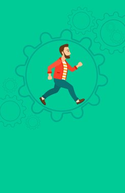 Man running inside the gear.
