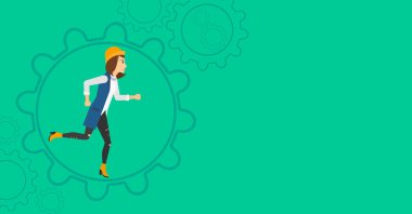 Woman running inside the gear.