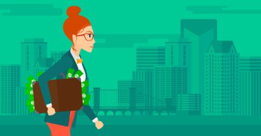 Para dolu çanta kadınla.