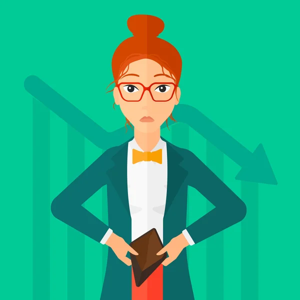 Bancrupt business woman. — Stock vektor