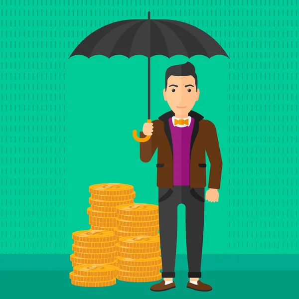 Hombre con paraguas protegiendo el dinero . — Archivo Imágenes Vectoriales