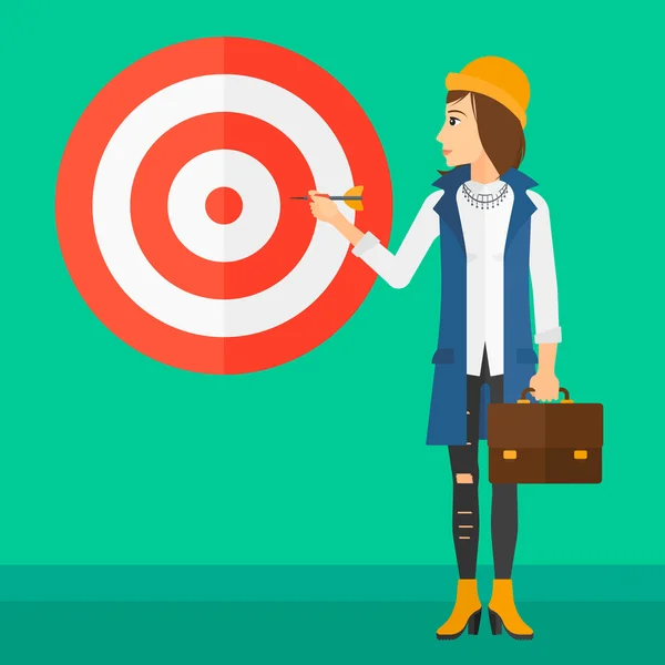 Business woman with target board. — Stockvector