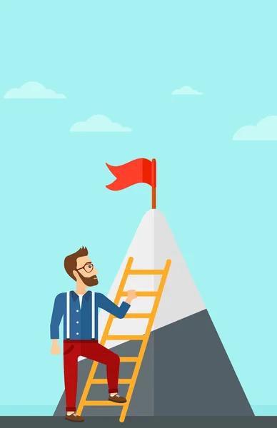 Hombre escalando en la montaña . — Vector de stock