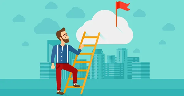 Man climbing the ladder. — Stock Vector