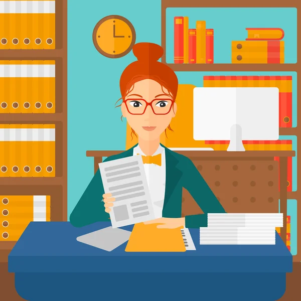 HR manager checking files. — Stock Vector