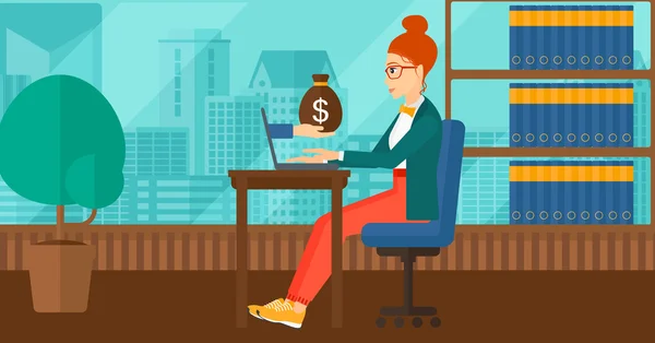 Business woman working in office. — Stock Vector