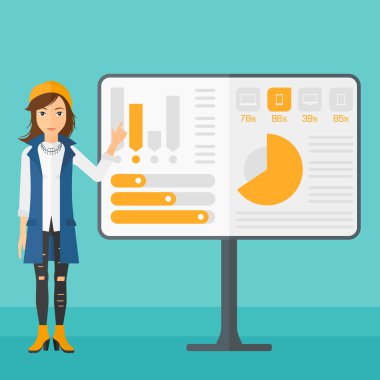 Woman presenting report.