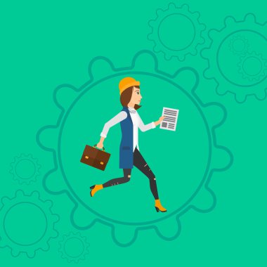 Woman running inside the gear.