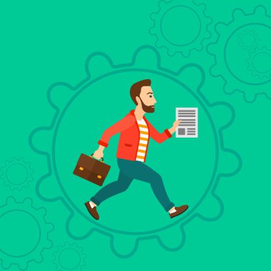 Man running inside the gear.