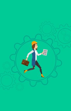 Woman running inside the gear.