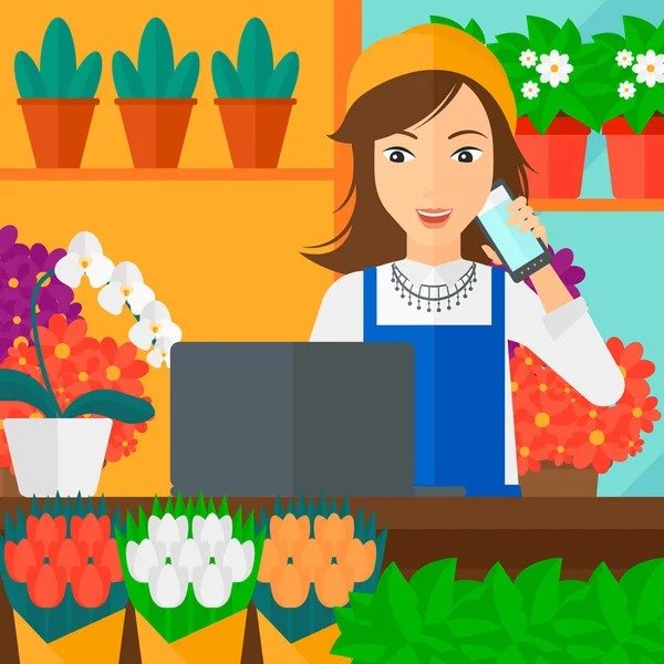 Floristería tomando el orden . — Vector de stock