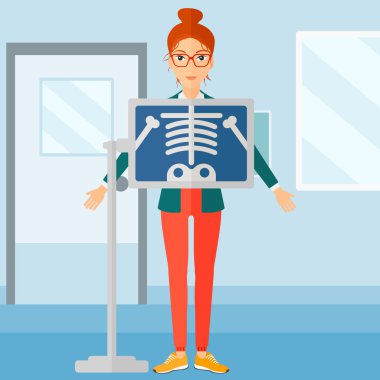 X-ışını yordamı sırasında hasta.