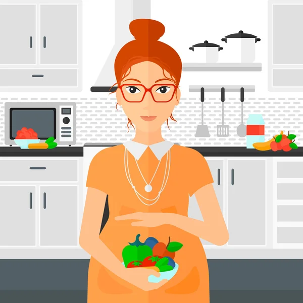 Pregnant woman with vegetables. — Stock Vector