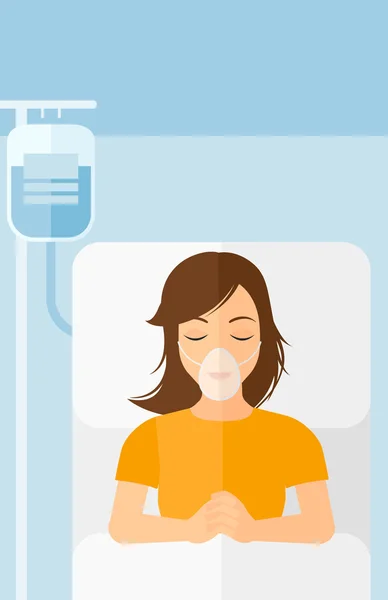 Patient lying in hospital bed. — Stock Vector