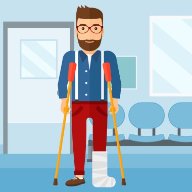 Kırık bacak hastayla.